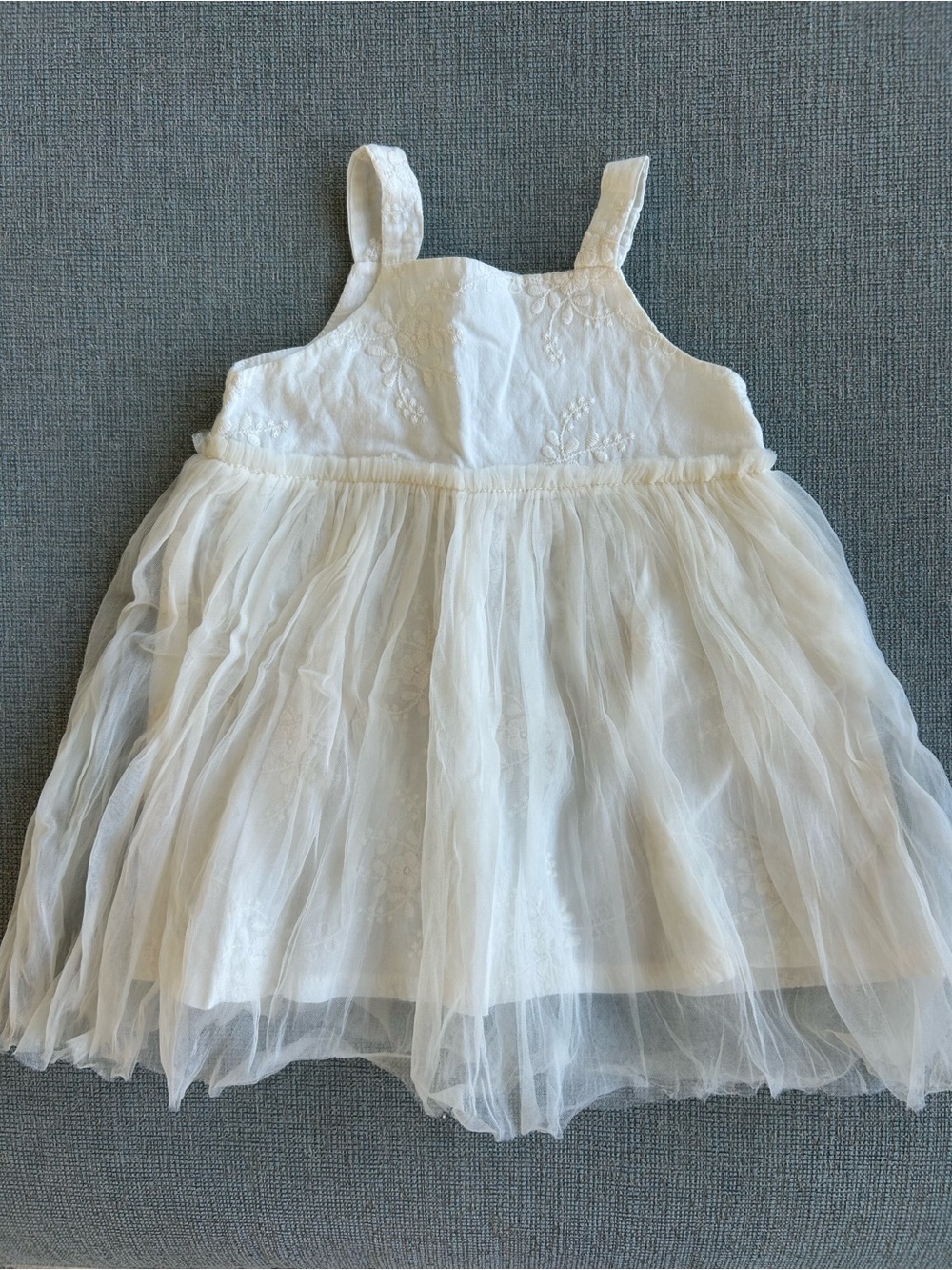 Ivory Embroidered Tulle Dress for Girls